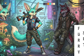 draw furry art, furry character design, furry avatar to create comics, stories