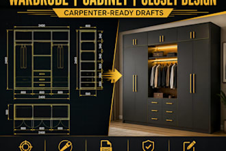 draft and redesign furniture, built wardrobe, closet or kitchen cabinet