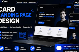 design card landing page, carrd website, one page website, carrd website design