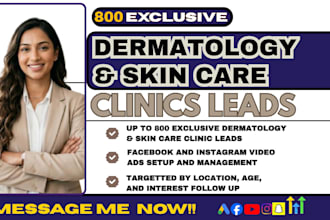 800 verified dermatology, skin care clinic leads, clinic leads via google ads