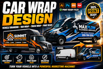design a professional car wrap, van wrap, or vehicle branding design