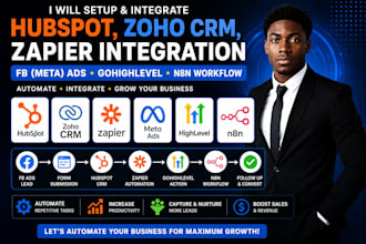setup hubspot zoho crm zapier integration fb meta ads gohighlevel n8n workflow