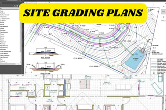 create site grading plan civil site plan  floor plan in autocad cut and fill