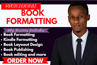do book formatting, book layout design, manuscript and book cover design