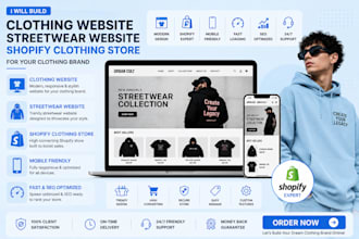 build streetwear clothing website, y2k shopify store and fashion website