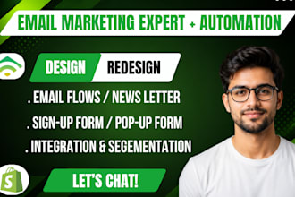 setup, design, automate on mailchimp, klaviyo, brevo, flodesk or activecampaign