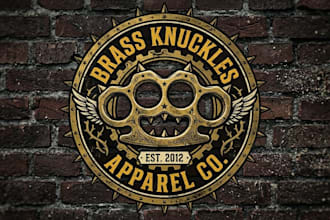 design a bold powerful brass knuckles logo