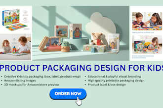 design creative educational toy packaging, amazon product images for kids brands