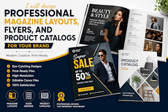 design modern magazine layouts, flyers, and product catalogs