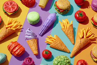 create eye catching food pop art illustration for your brand