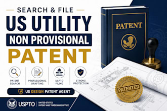 search and file us utility non provisional patent uspto design patent agent