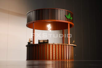 design 3d coffee shops, kiosks, and retail stores