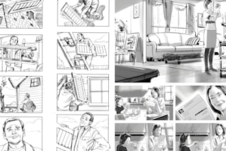 do storyboard illustration line art comic storyboard panel
