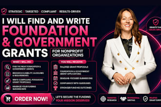 find and write foundation and government grants for nonprofit organizations