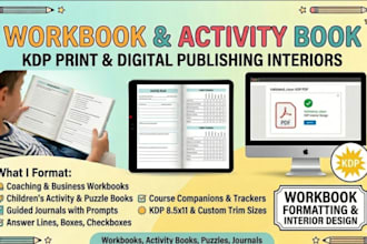 format your wookbook, activity book or puzzle book for KDP ebook and paperback