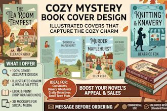 design a cozy mystery book cover for your novel or series