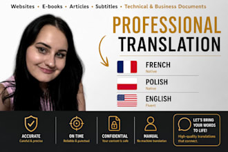 professionally translate english, french and polish