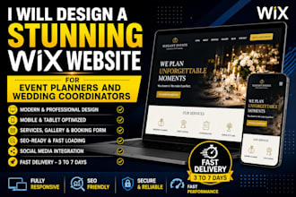 design a stunning wix website for event planners and wedding coordinators