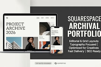 design a modern archival style squarespace website portfolio