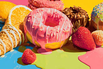 create vibrant food pop art illustrations for your brand