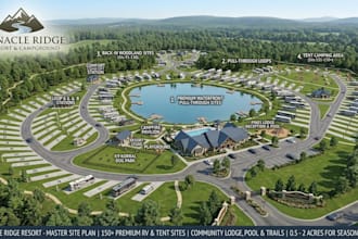 design custom rv park map, campground site plan and 2d 3d real estate map
