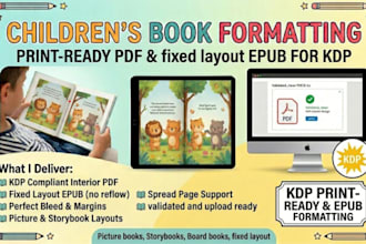 format your children picture book or story book as a print ready PDF for KDP