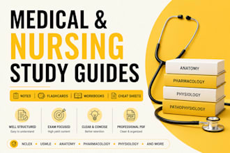 create aesthetic medical nursing study guide notes, workbook PDF, flashcards