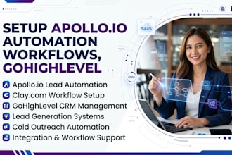 setup apollo io automation workflows and  management, gohighlevel clay com