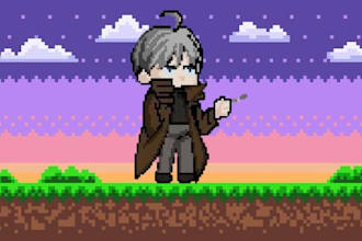 design pixel art characters 8 bit and 16 bit pixel art sprite, icons, and logo