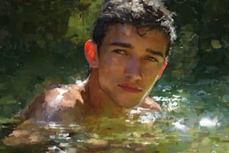 draw realistic digital portrait art in oil painting style