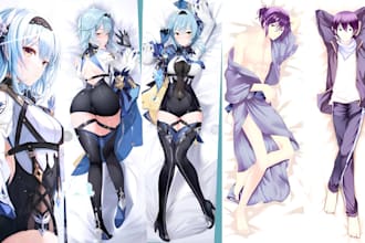 draw custom dakimakura body pillow art of your oc, waifu or anime character