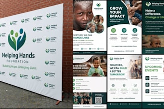 do non profit flyer, charity banner, donation card, trade show display banner