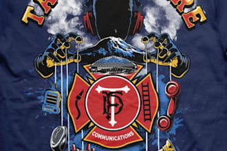 make vintage t shirt firefighter logo
