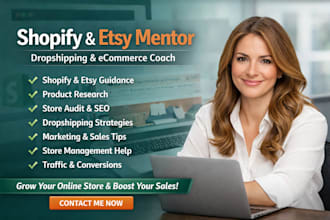 be shopify etsy mentor dropshipping coach ecommerce mentor shopify manager