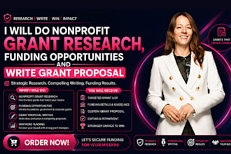 do nonprofit grant research, funding opportunities and write grant proposal