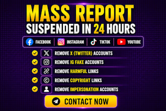 x ig banning mass report bot, takedown harassing remove copyright fb mass report