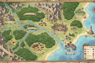 design printable map, board game map, satellitite map and illustration guide map
