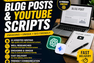 write ai blog posts and youtube scripts