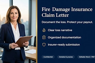 professionally write your fire water or storm damage insurance claim letter
