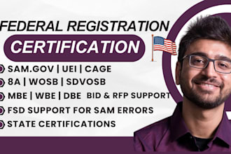 prepare and get you mbe, dbe, 8a, sba wosb certification, get cage code, sam gov