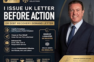 issue UK letter before action or debt recovery demand letter as a UK solicitor