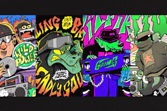 draw hiphop and hardcore illustration for you