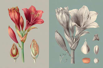 draw realistic scientific botanical illustrations of flower
