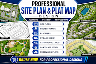 draw site plans, property, plat maps, landscape, campground, and rv park designs