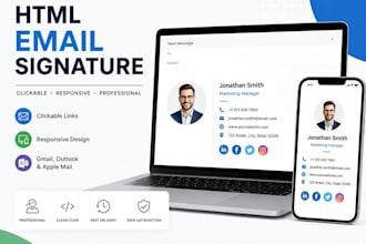 make clickable html email signature for gmail, animated logo, outlook signature