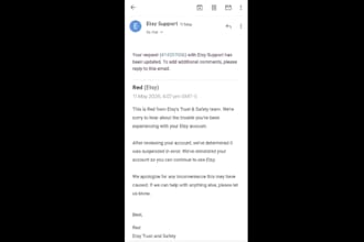 do reinstatement for etsy shop and account suspension reopen within 24hrs