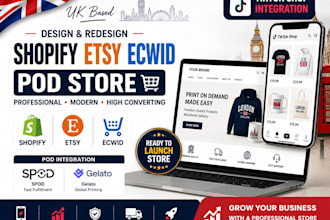 design setup UK etsy shopify ecwid pod tiktok shop store integrate spod gelato