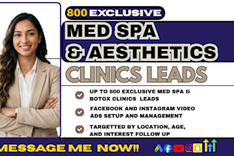provide 800 fresh med spa, aesthetics clinic leads, clinic leads via google ads