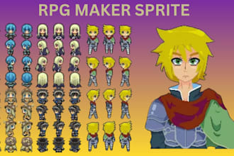 create rpg maker mv mz sprite, faceset and game character assets