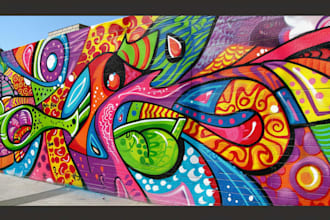 draw any graffiti mural wall art or banner